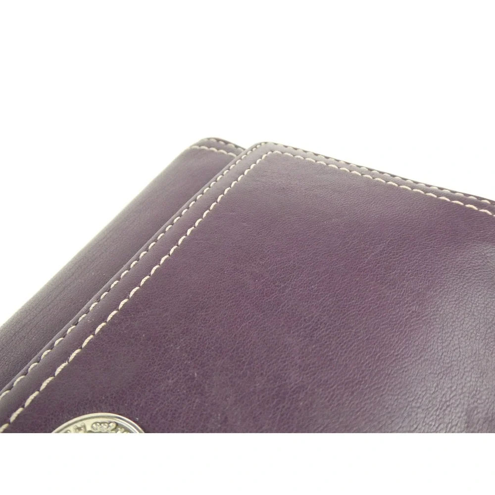 Coach Purple Leather Trifold Checkbook Wallet